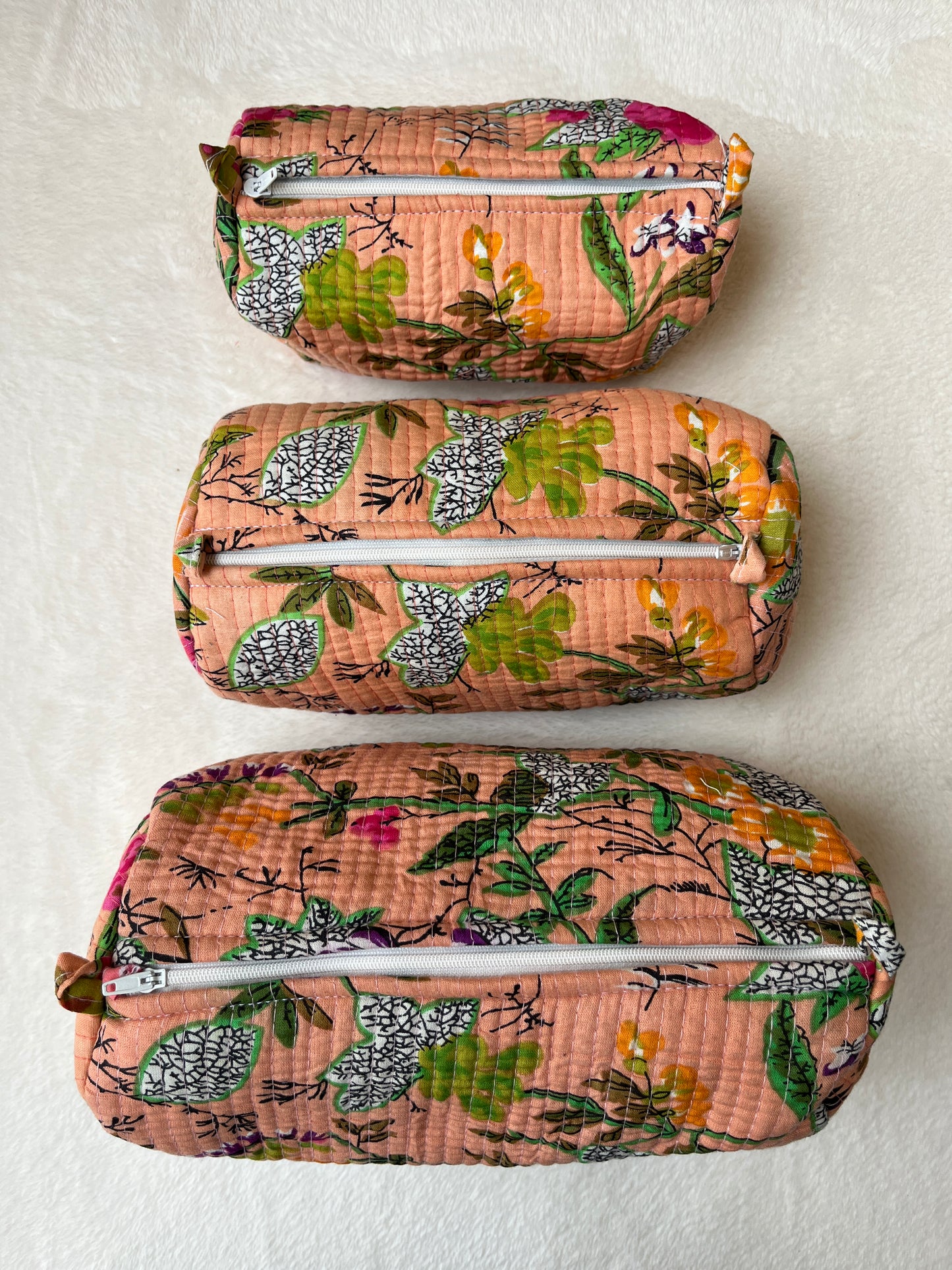 Peach floral-3 – Utility Pouch Pack of 3