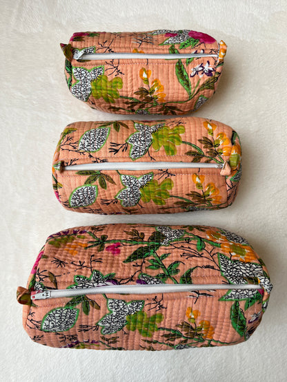 Peach floral-3 – Utility Pouch Pack of 3