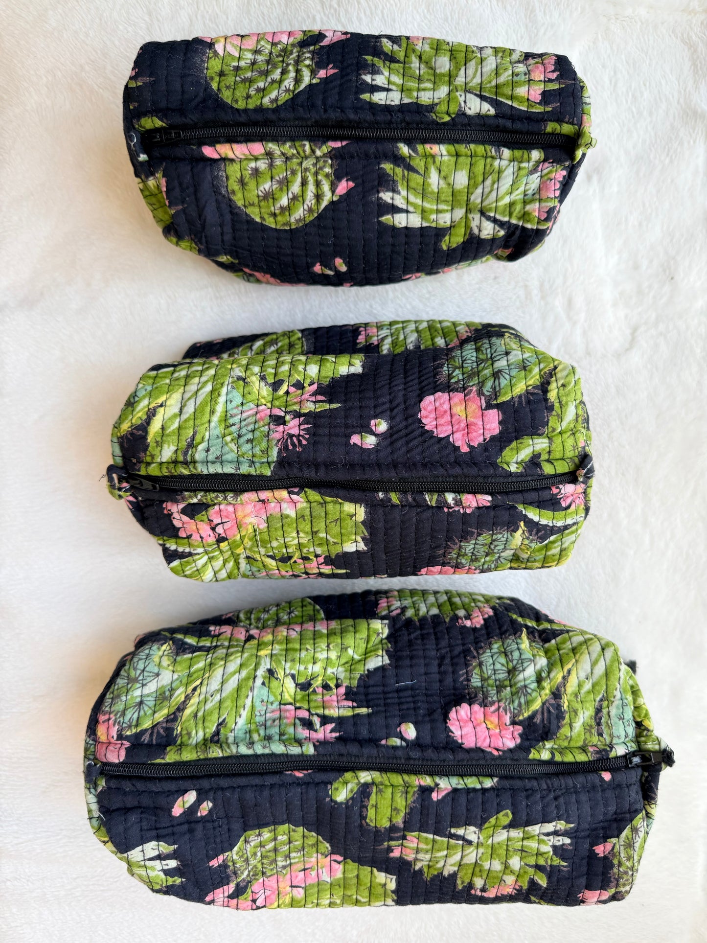 Black Floral-3– Utility Pouch Pack of 3