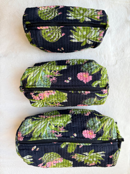 Black Floral-3– Utility Pouch Pack of 3