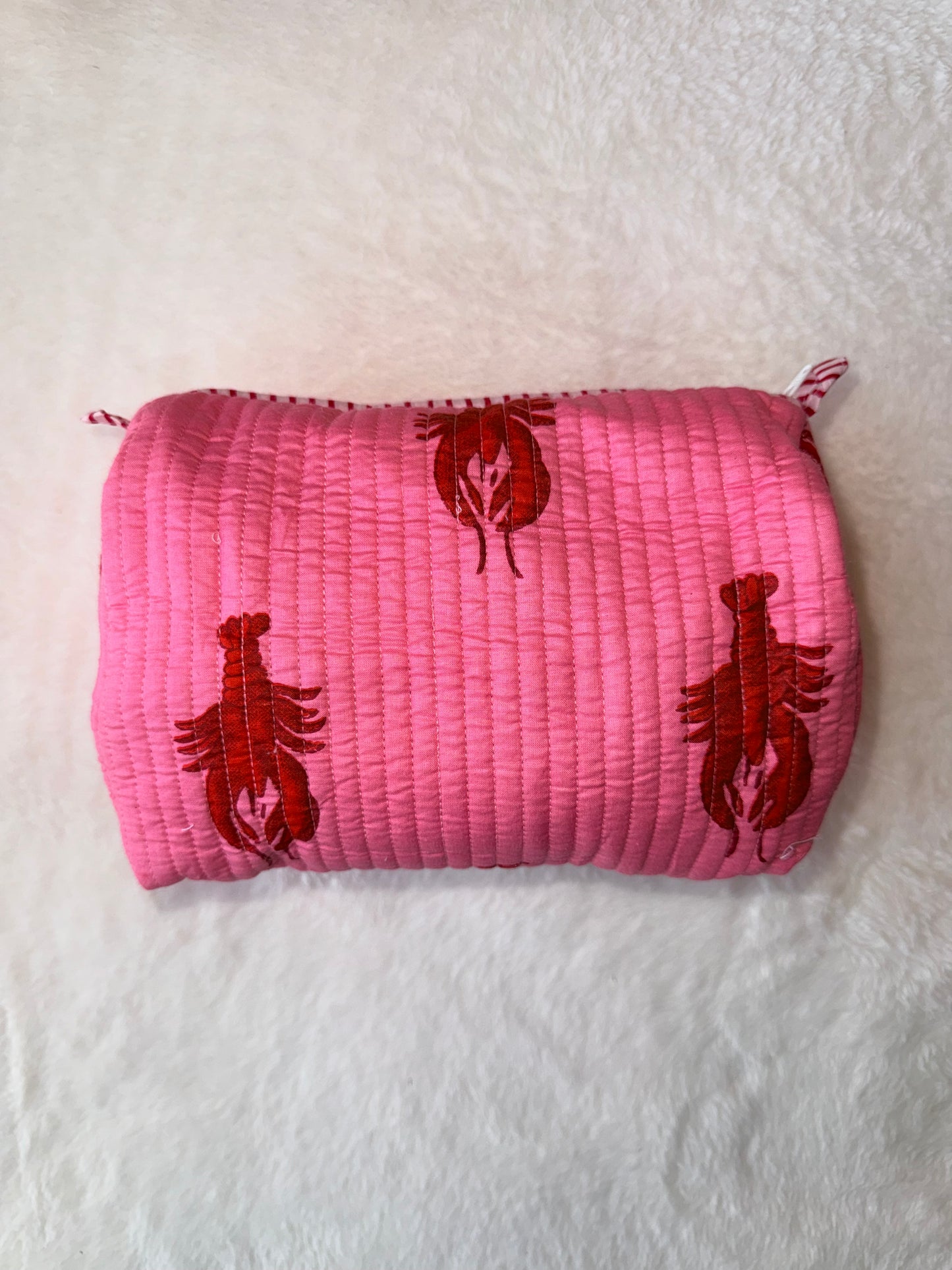 Pink lobster – Quilted Utility Pouch