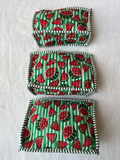 Green Watermelon Pyramid – Utility Pouch Pack of 3