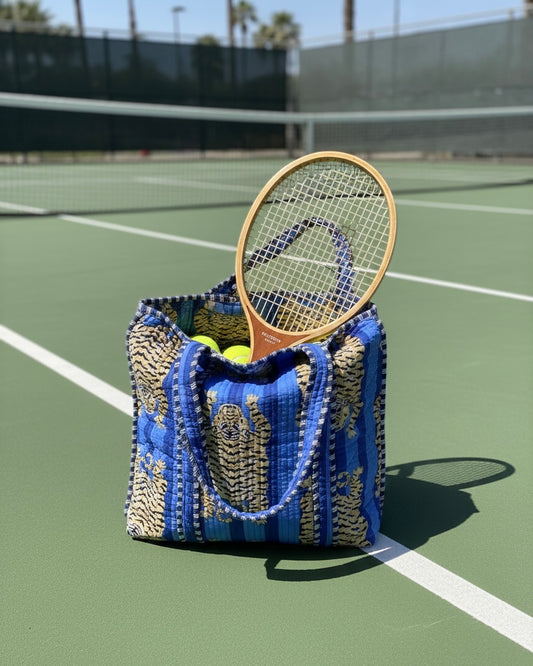 Blue Azure Tiger – Wander Reversible Tote Bag 18x18
