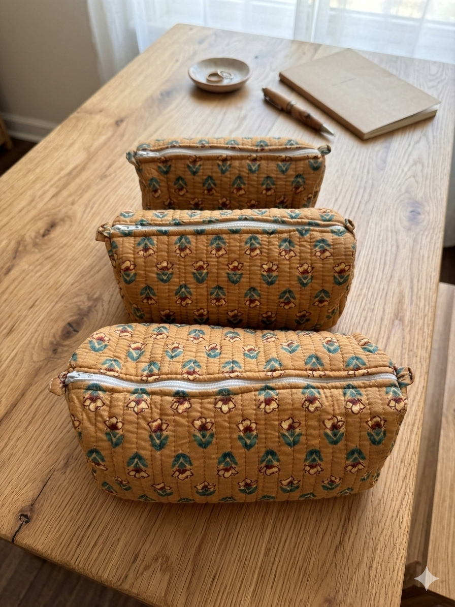 Yellow Floral – Utility Pouch Pack of 3