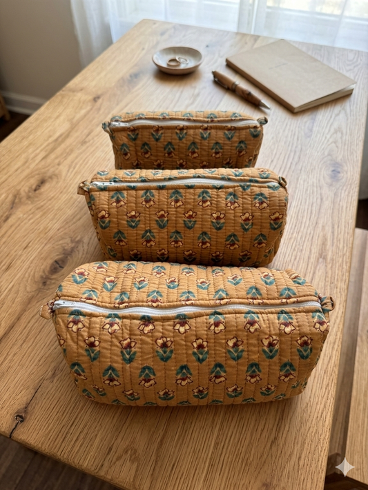 Yellow Floral – Utility Pouch Pack of 3