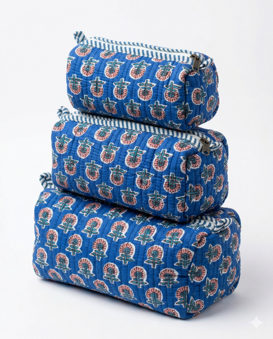 Blue floral – Utility Pouch Pack of 3