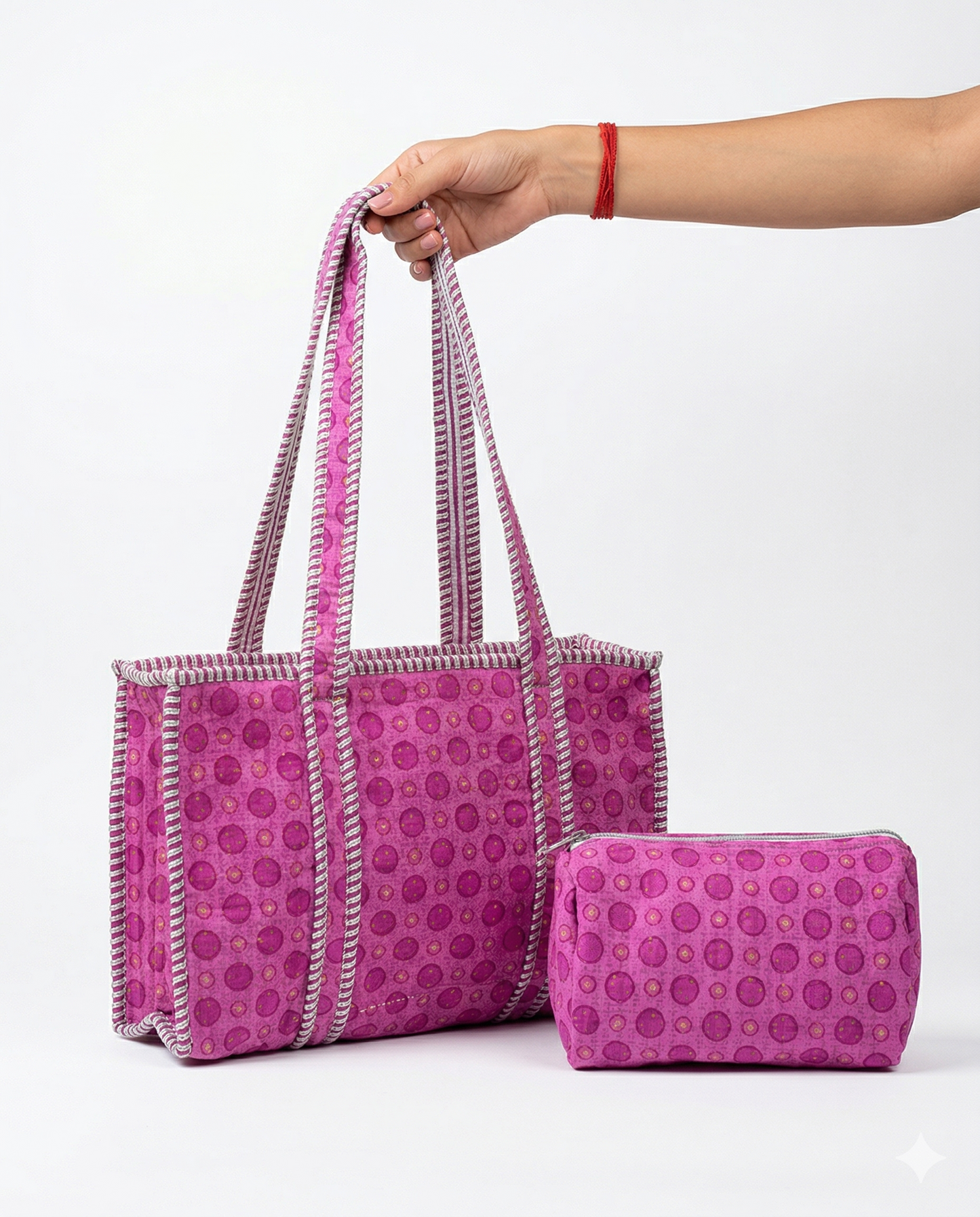 Lavender Pop – Bubble Quilted Tote & Pouch Set