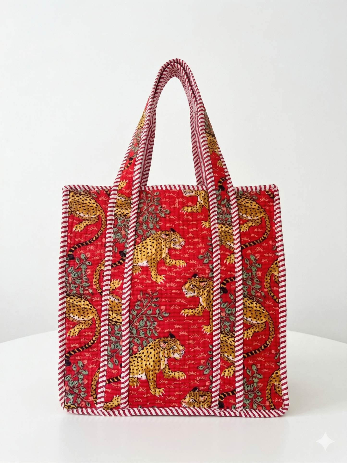 Red leopard – Quilted Mini Tote Bag 12X12
