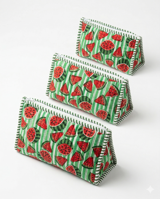 Green Watermelon Pyramid – Utility Pouch Pack of 3