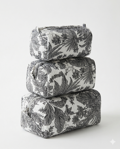 Black Floral-2 – Utility Pouch Pack of 3