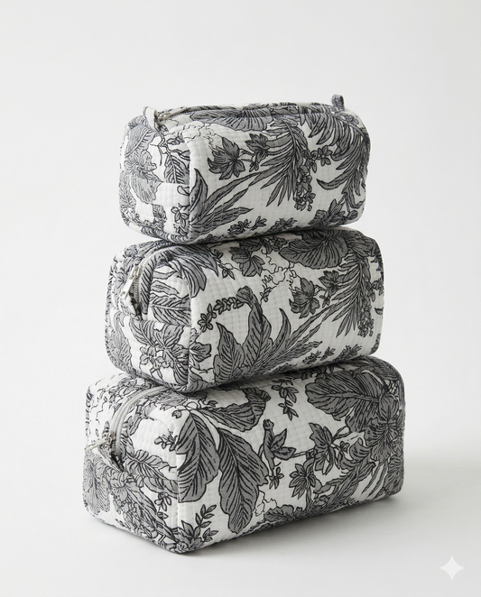 Black Floral-2 – Utility Pouch Pack of 3