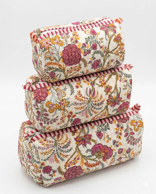 Peach floral-2 – Utility Pouch Pack of 3