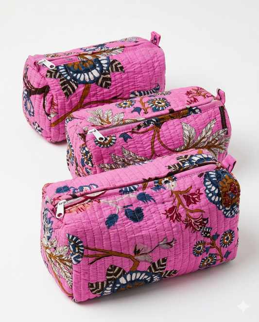 Pink Floral – Utility Pouch Pack of 3