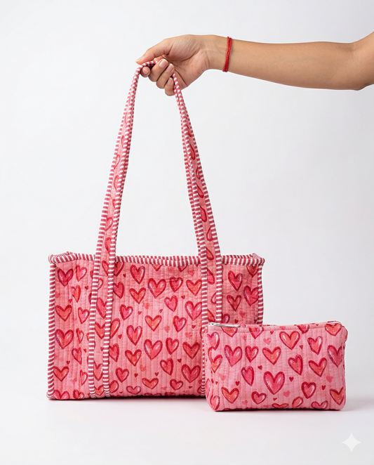 Big Love Energy – Red Heart Quilted Tote Set