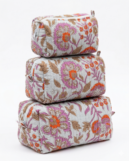 White Floral -2 – Utility Pouch Pack of 3