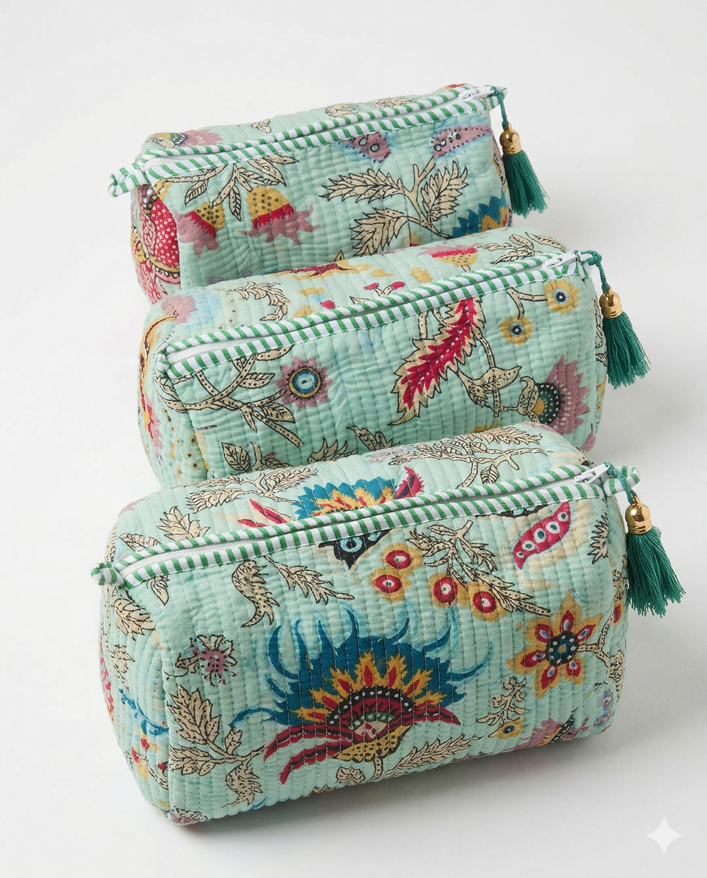 Powder Blue Floral – Utility Pouch Pack of 3