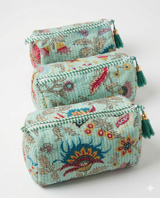 Powder Blue Floral – Utility Pouch Pack of 3