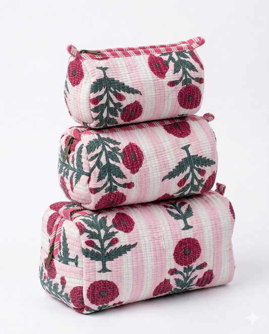 Pink floral – Utility Pouch Pack of 3