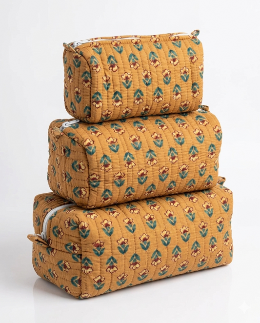 Yellow Floral – Utility Pouch Pack of 3