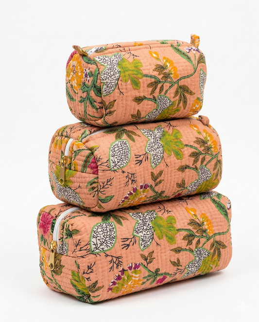 Peach floral-3 – Utility Pouch Pack of 3
