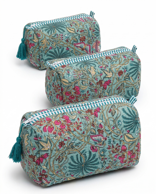 Blue Floral – Utility Pouch Pack of 3