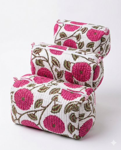 White Floral-1 – Utility Pouch Pack of 3