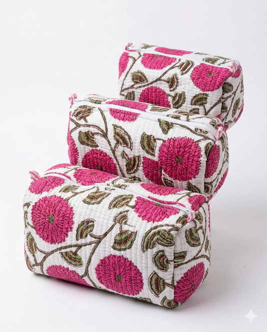 White Floral-1 – Utility Pouch Pack of 3