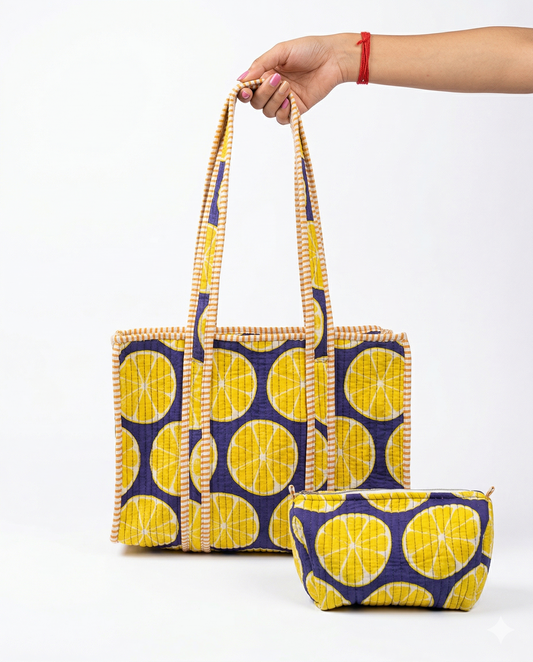 Zesty Lemonade – Quilted Tote & Pouch Set