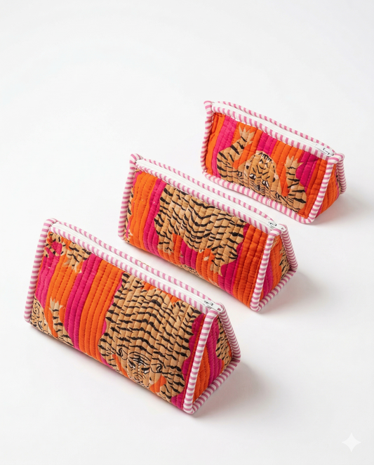 Orange Tiger Pyramid – Utility Pouch Pack of 3