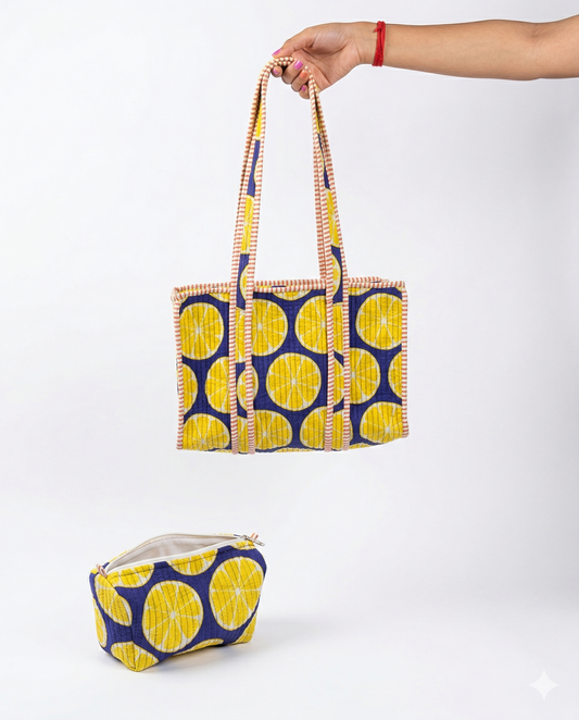 Zesty Lemonade – Quilted Tote & Pouch Set