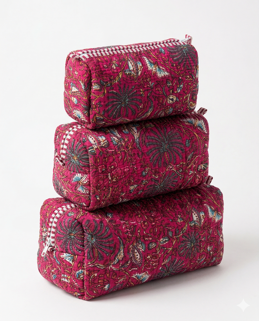 Pink Floral – Utility Pouch Pack of 3