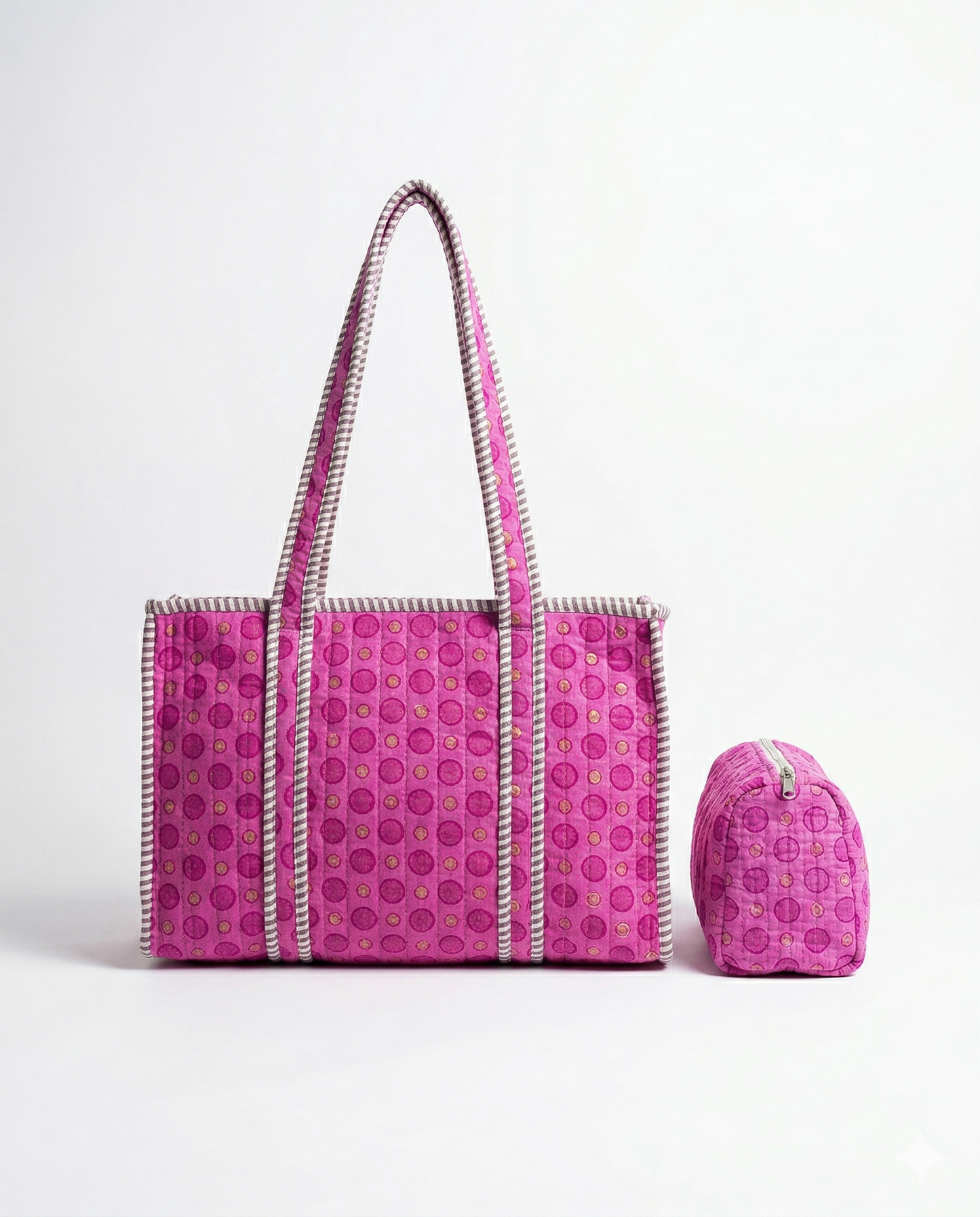 Lavender Pop – Bubble Quilted Tote & Pouch Set