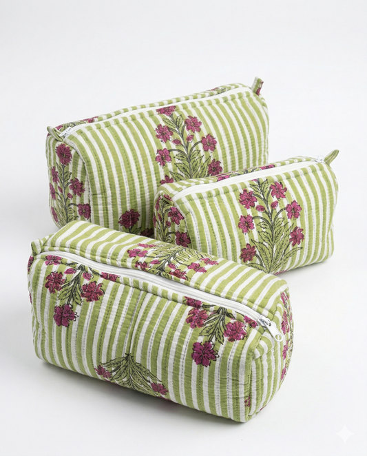 Green floral – Utility Pouch Pack of 3