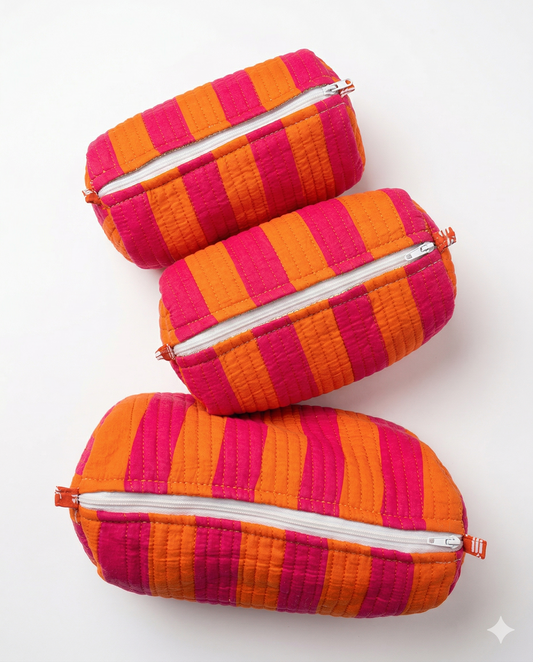 Orange Pink Stripes – Utility Pouch Pack of 3