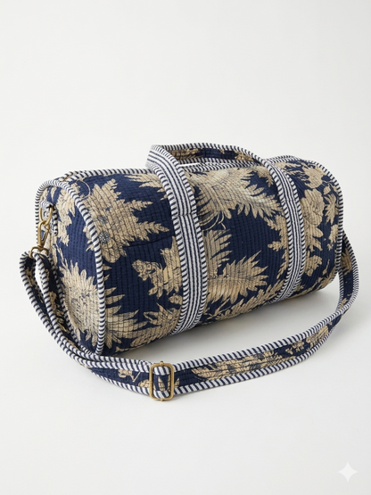 Navy blue - 1 Quilted Cotton Duffle Bag – Lightweight Travel Weekender