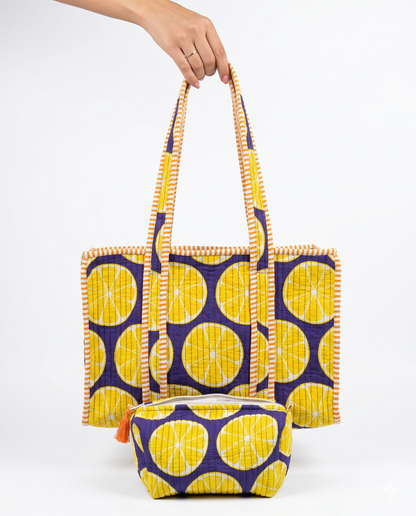 Zesty Lemonade – Quilted Tote & Pouch Set