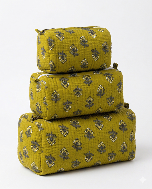 Yellow floral  – Utility Pouch Pack of 3
