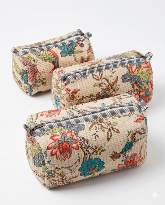 Peach Floral-1 – Utility Pouch Pack of 3