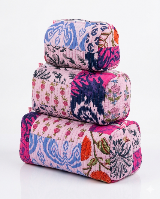 Pink patchwork Floral – Utility Pouch Pack of 3