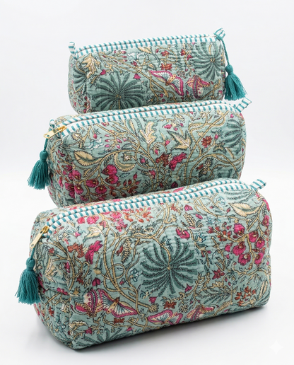 Blue Floral – Utility Pouch Pack of 3