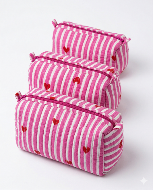 Pink hearts – Utility Pouch Pack of 3