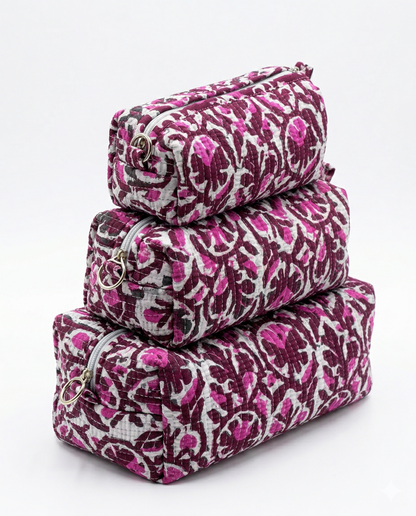Pink Maroon Floral – Utility Pouch Pack of 3