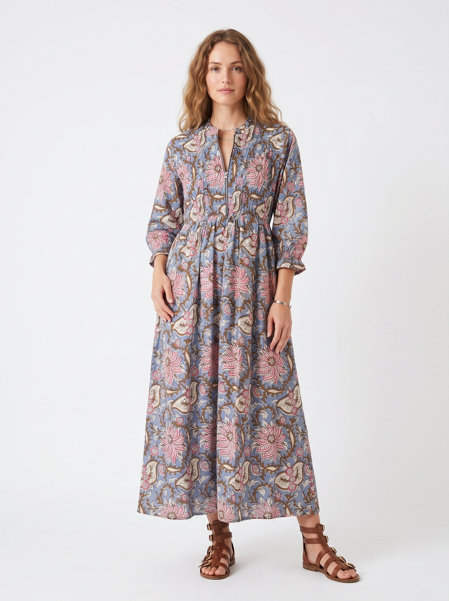 Silver Petals – Grey Floral Luxe Dress