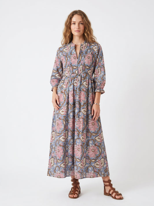 Silver Petals – Grey Floral Luxe Dress