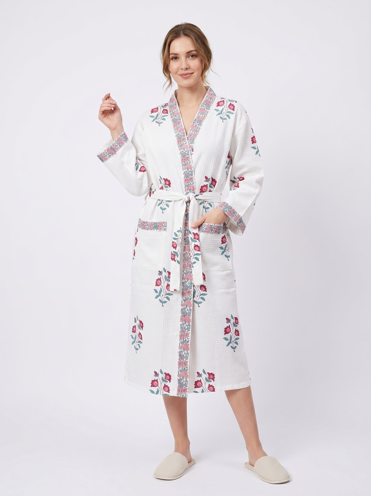Floral 101 Waffle Bathrobe – Luxury Spa Robe