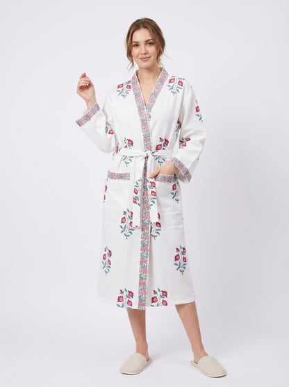 Floral 101 Waffle Bathrobe – Luxury Spa Robe