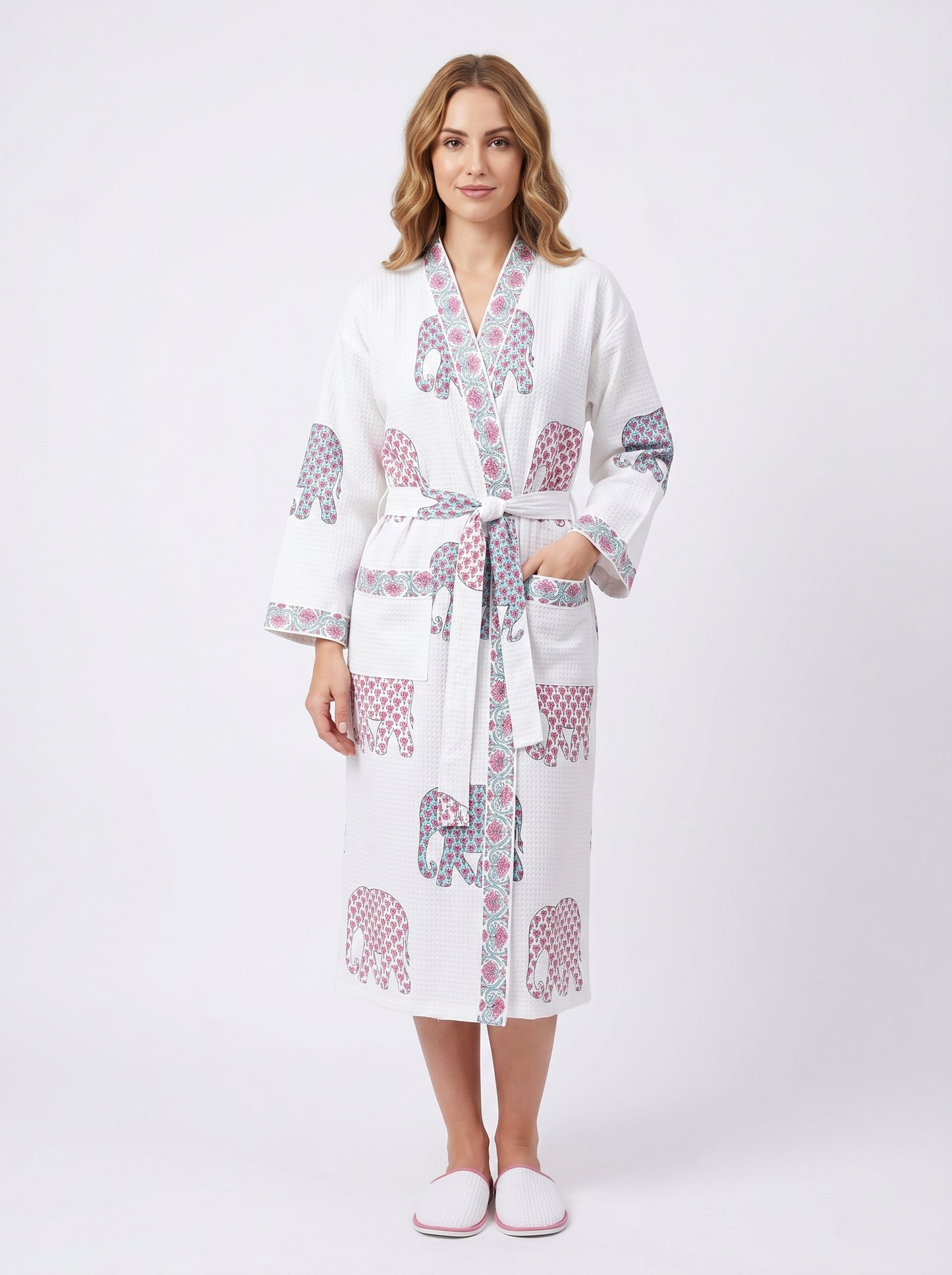 Floral 103 Waffle Bathrobe – Luxury Spa Robe