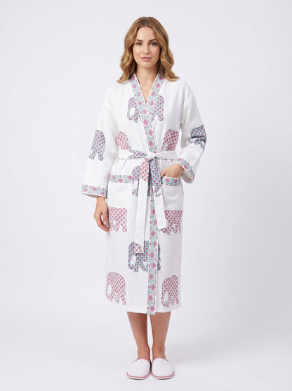 Floral 103 Waffle Bathrobe – Luxury Spa Robe
