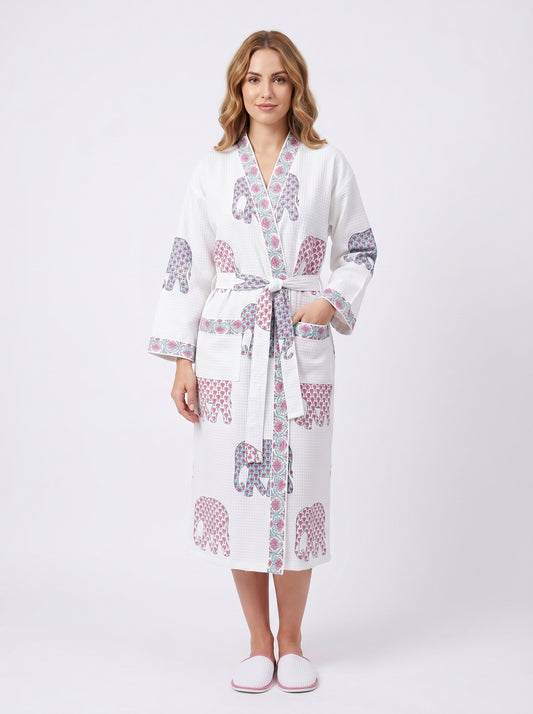 Floral 103 Waffle Bathrobe – Luxury Spa Robe