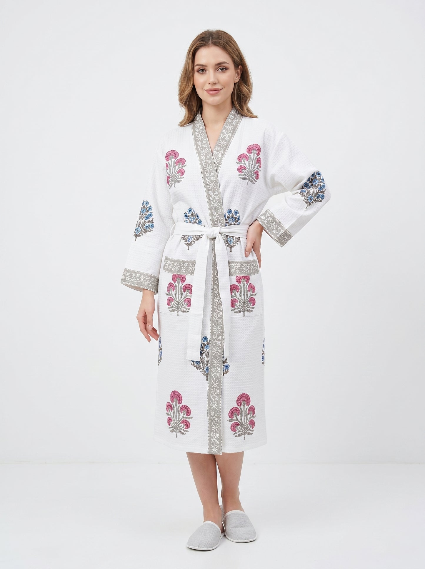 Floral 107 Waffle Bathrobe – Luxury Spa Robe